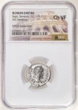 Roman Empire 193-211 AD Sept. Severus AR Denarius Ancient Coin NGC Ch VF