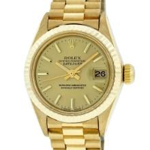 Rolex Ladies 18K Yellow Gold Champagne Index President Wristwatch