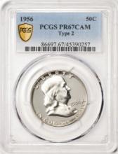 1956 Type 2 Proof Franklin Half Dollar Coin PCGS PR67CAM