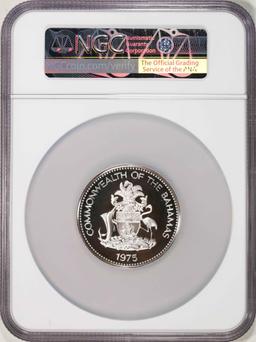 1975FM Bahamas $10 Proof Independence Silver Coin NGC PF68 Ultra Cameo
