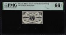 1863 Third Issue 3 Cents Fractional Currency Note Fr.1226 PMG Gem Uncirculated 66EPQ