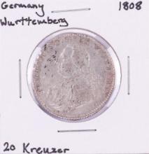 1808 Germany Wurttemberg 20 Kreuzer Silver Coin