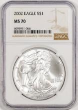 2002 $1 American Silver Eagle Coin NGC MS70