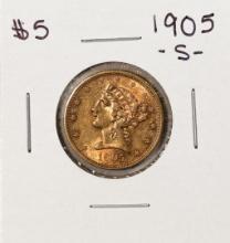 1905-S $5 Liberty Head Half Eagle Gold Coin