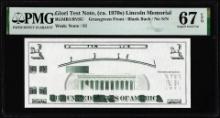 Circa 1970's Lincoln Memorial Giori Test Note PMG Superb Gem Uncirculated 67EPQ