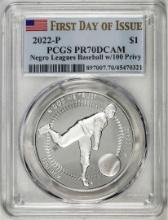 2022-P $1 Proof Negro Leagues Baseball Silver Dollar Coin PCGS PR70DCAM FDOI
