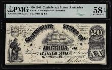 1861 $20 Confederate States CT-18 Contemporary Counterfeit PMG Choice About Unci 58EPQ