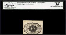 1862 1st Issue 10 Cents Fractional Misalignment Error Note Fr.1243 Legacy About New 50