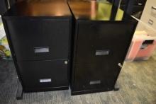 (2) TWO DRAWER FILE CABINETS, BLACK