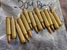 Lot of (13) 204 Ruger Cartridges Ammo Hornady