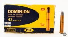 16 Rounds Canadian Industries Limited Dominion 43 Mauser 385gr Lead Ammunition