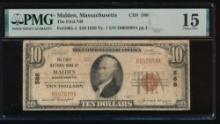1929 $10 Malden MA National PMG 15