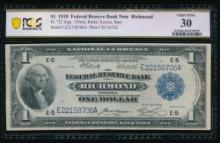 1918 $1 Richmond FRBN PCGS 30