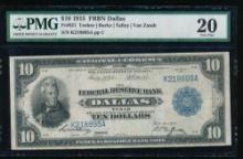 1915 $10 Dallas FRBN PMG 20