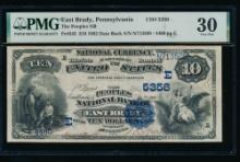 1882 $10 East Brady PA National PMG 30