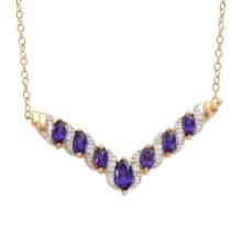 Plated 18KT Yellow Gold 1.70ctw Amethyst and Diamond Pendant with Chain