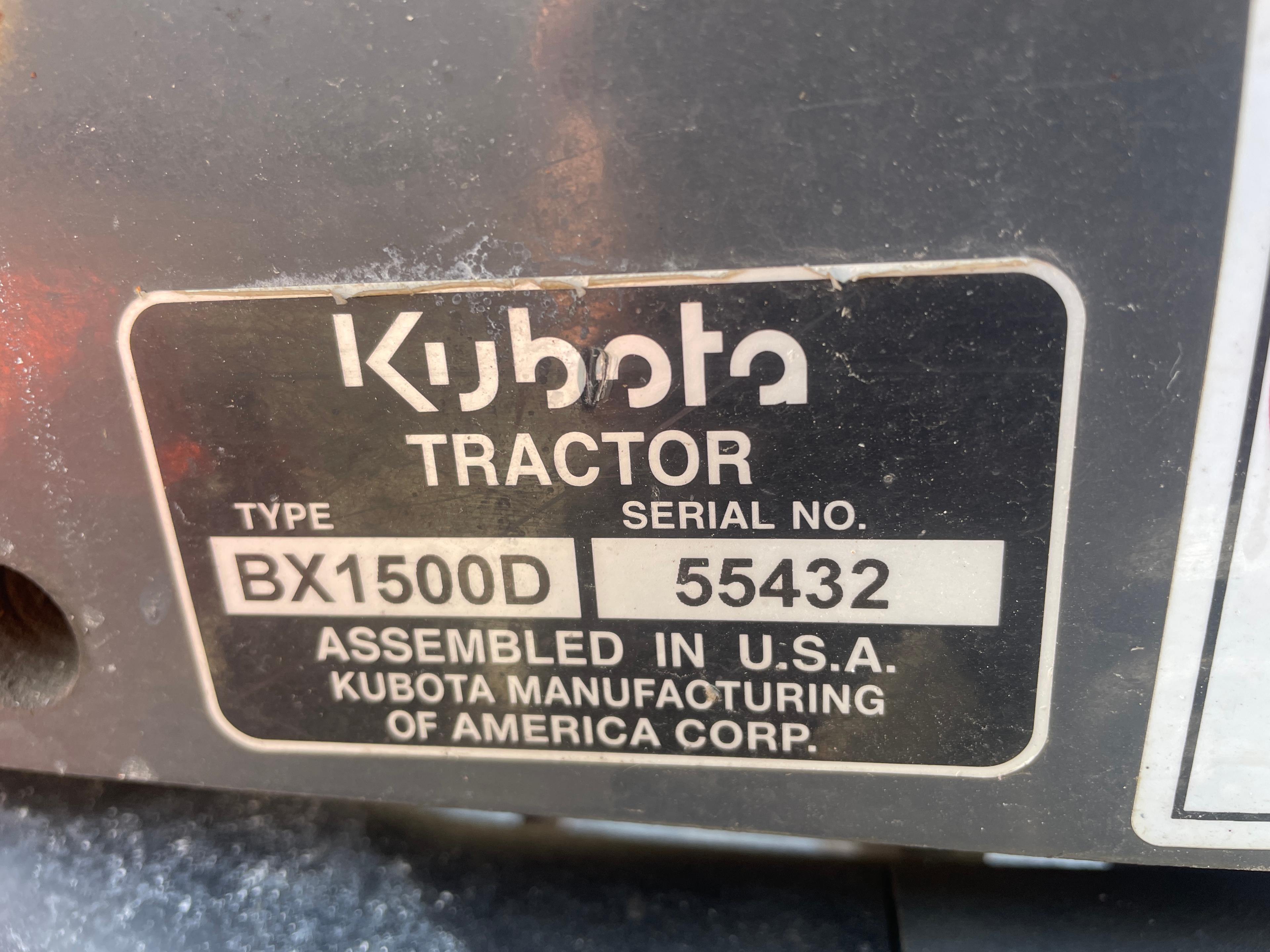 Kubota BX1500 4X4 Hydrostatic Tractor W/ Mower
