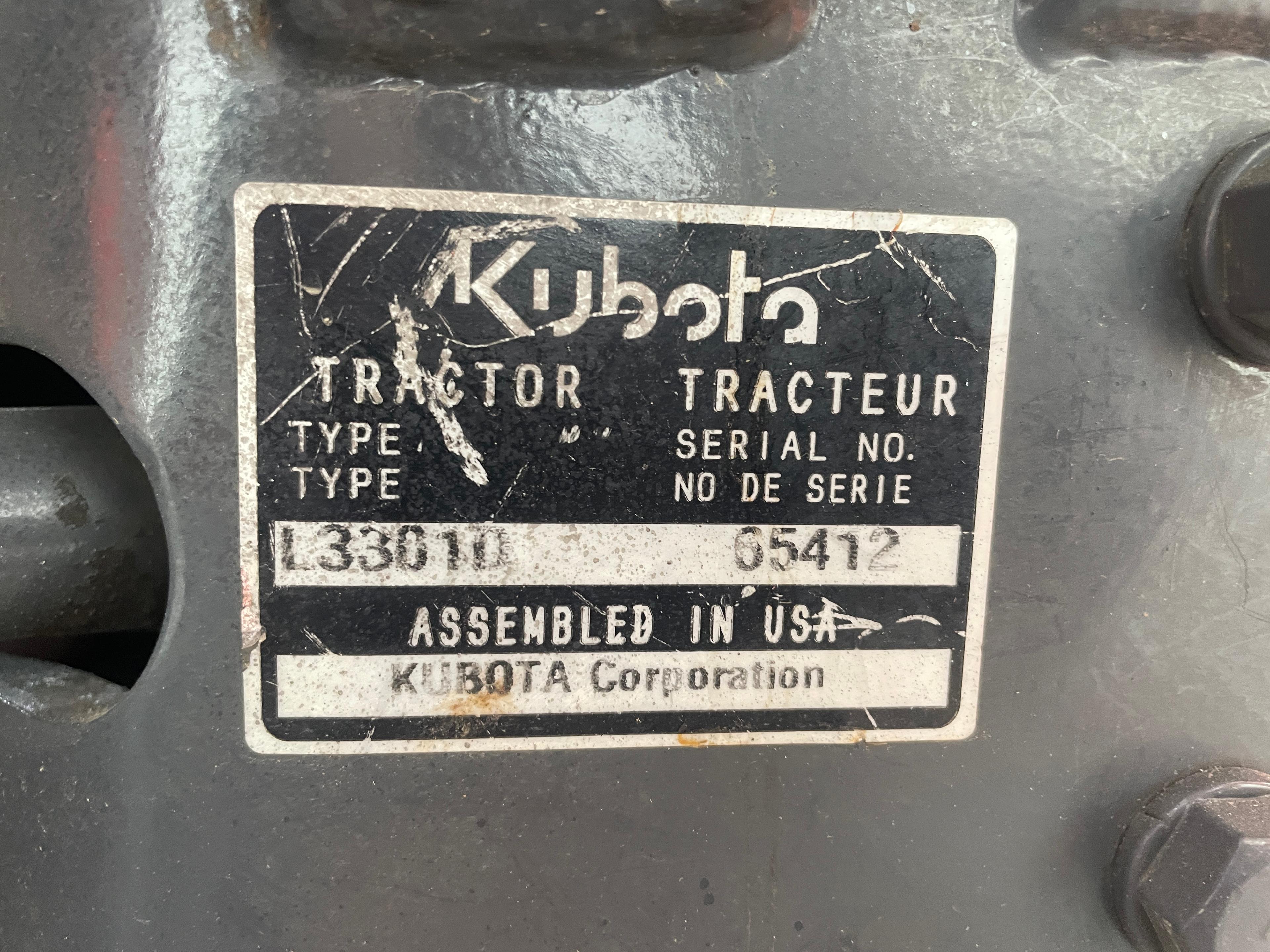 2016 Kubota L3301 4X4 Tractor W/ Front End Loader
