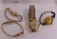 4 Vintage Wristwatches: 3 Elgin, Imperial.
