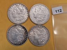 Four Morgan Silver Dollars