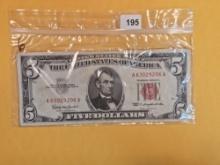 Six $5 Red Seal US Notes