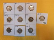 Ten better date and Semi-Key Buffalo Nickels
