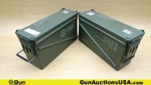 Military Surplus Ammo Cans. Excellent. Lot of 2- Extra Large Metal Ammon Cans, 19x6x10. . (70441)