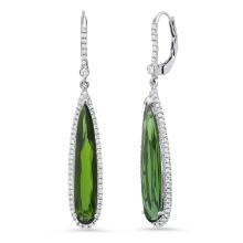 18K White Gold Setting with 3.89ct Tourmaline and 0.68ct Diamond Earrings