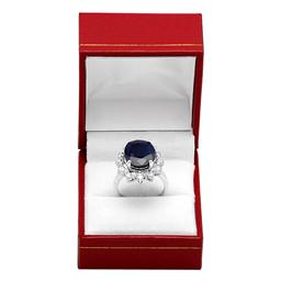 14k White Gold 10.75ct Sapphire 1.69ct Diamond Ring