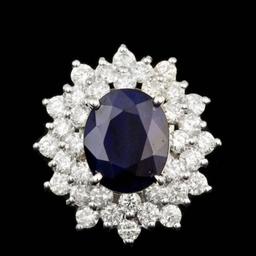 14K White Gold 4.20ct Sapphire and 2.04ct Diamond Ring