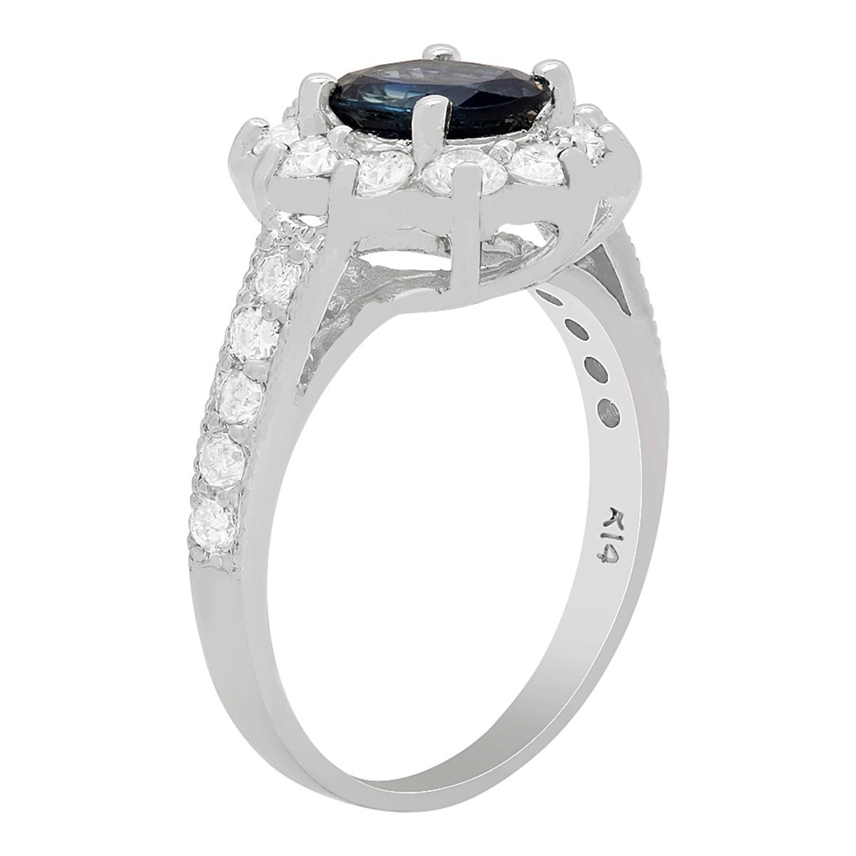 14k White Gold 1.41ct Sapphire 1.03ct Diamond Ring