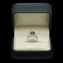 14K White Gold 2.75ct Fancy Color Diamond and 1.0ct Diamond Ring
