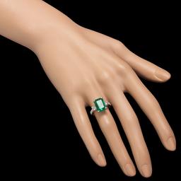 18k White Gold 3.57ct Emerald 0.66ct Diamond Ring