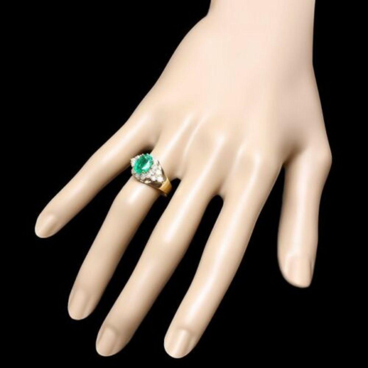 14K Yellow Gold 1.77ct Emerald and 0.81ct Diamond Ring
