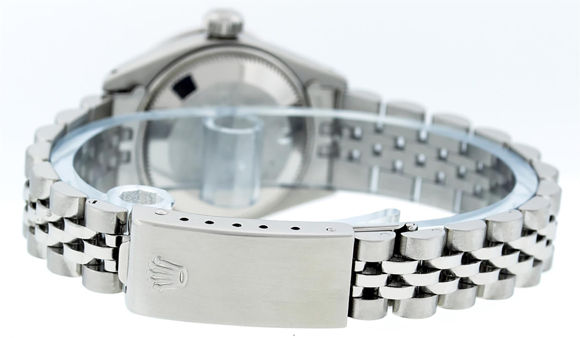 Rolex Ladies Stainless Steel Silver Diamond Bezel Wristwatch