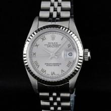 Rolex Ladies Stainless Steel Slate Grey Roman 26MM With Jubilee Band