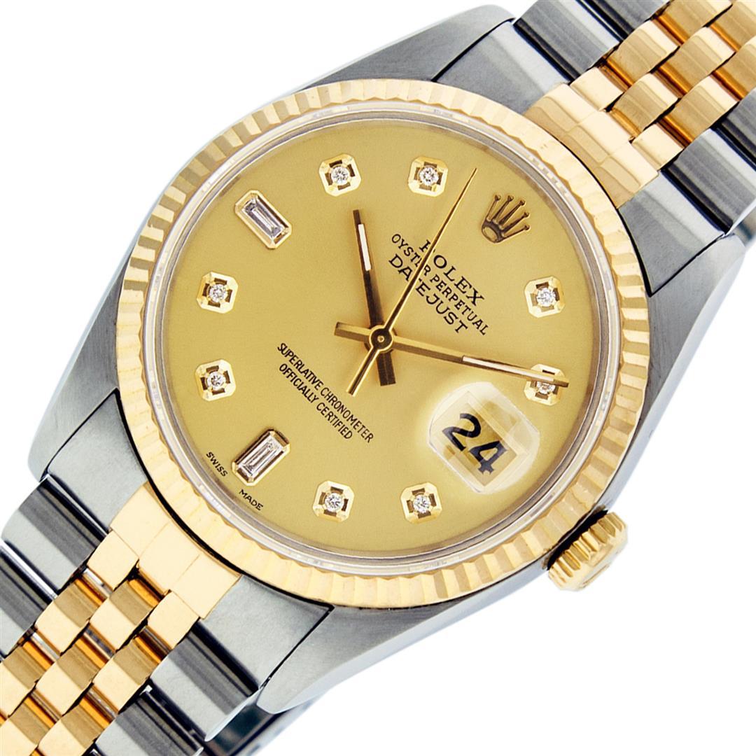 Rolex 36MM Two Tone Yellow Gold And Steel Champagne Diamond Datejust Wristwatch