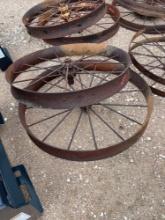2 - 46'' Antique Steel Wheels - ONE MONEY