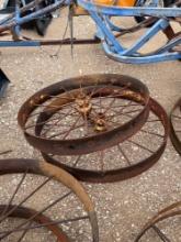 2 - 46'' Antique Steel Wheels - ONE MONEY