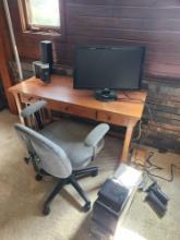 Computer Desk, Computer, & Lamp
