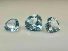 3 Heart Cut Topaz Gemstones 3.1ct Total