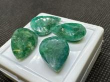 4x Green Pair Cut Emerald Gemstone 31.35 Ct