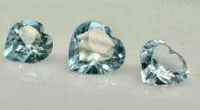 3 Heart Cut Topaz Gemstones 2.8ct Total