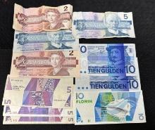 Foreign Banknotes Aruba, Canada, Amsterdam