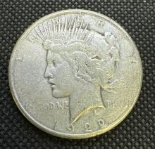 1922-S Silver Peace Dollar 90% Silver Coin 0.94 Oz