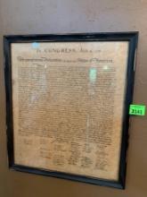 framed Declaration of Independence