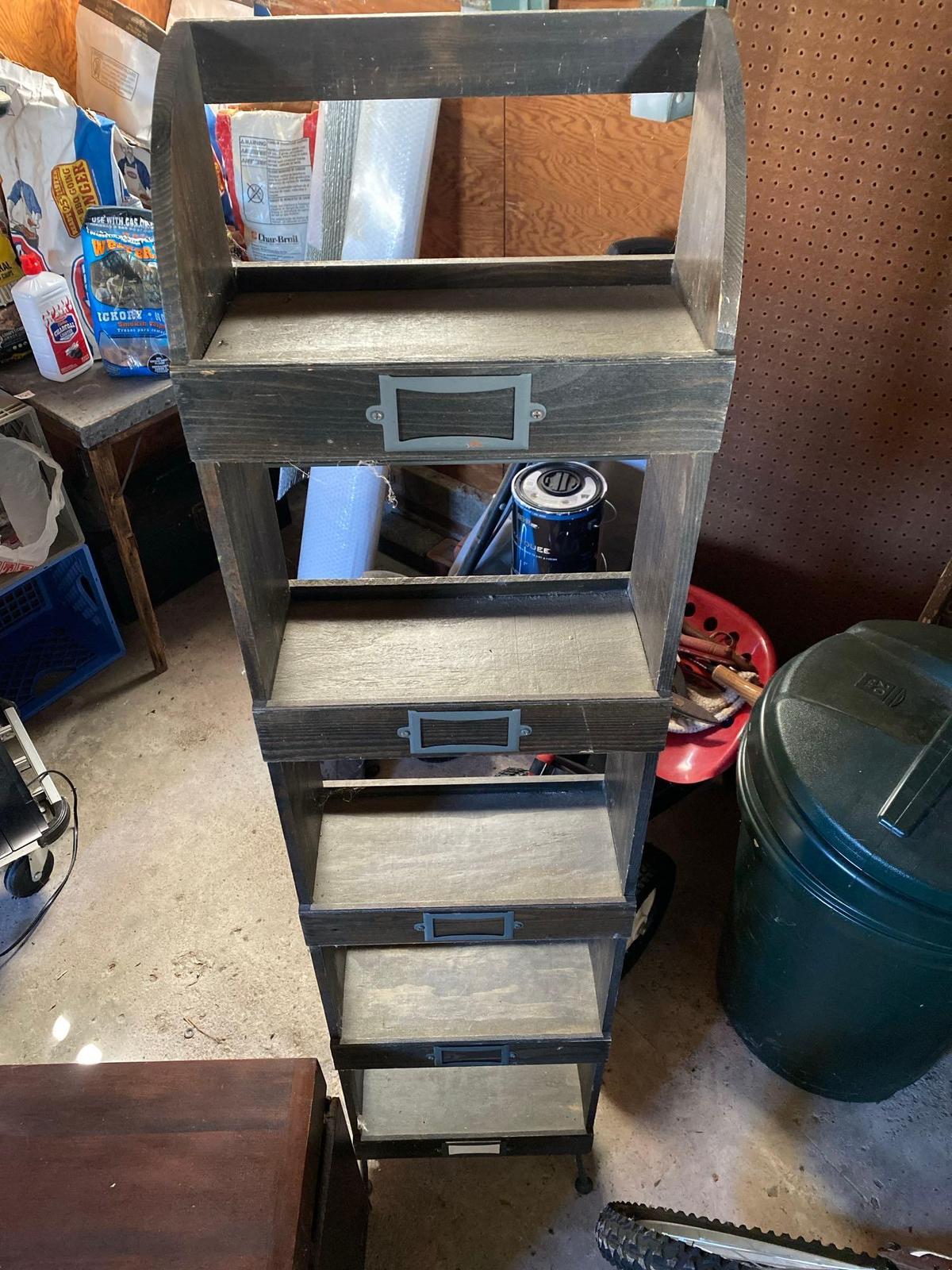 Vintage Organizer Shelf With Barrister Shelf Top