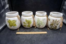 4 Planters - Thyme, Sage (Crack), Oregano & Mint