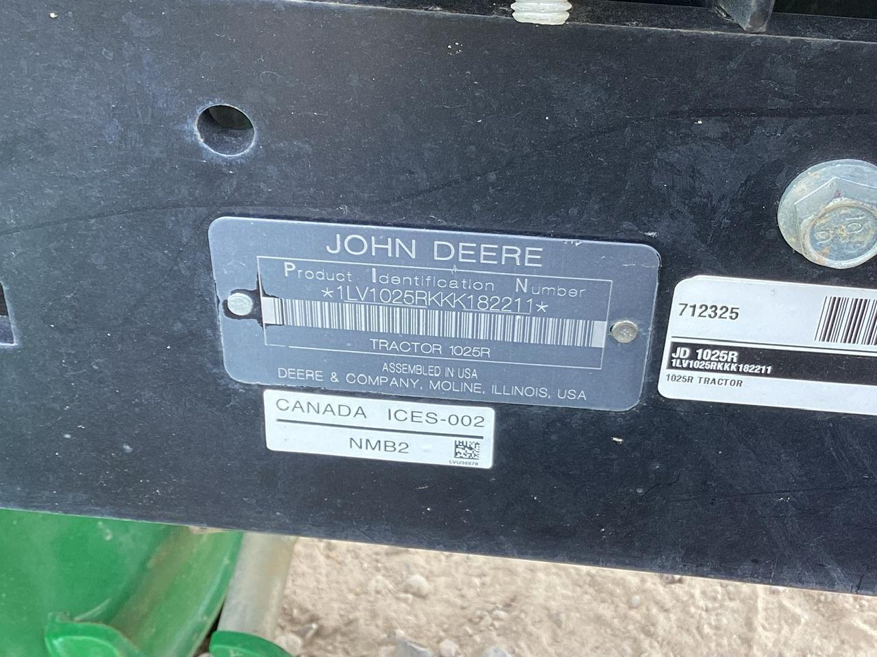 John Deere 1025R Tractor W/ 60 In. Mower Deck