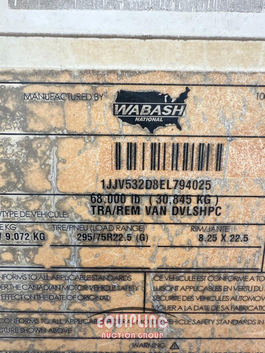 2014 WABASH 53FT DRY VAN TRAILER WITH SWING DOORS
